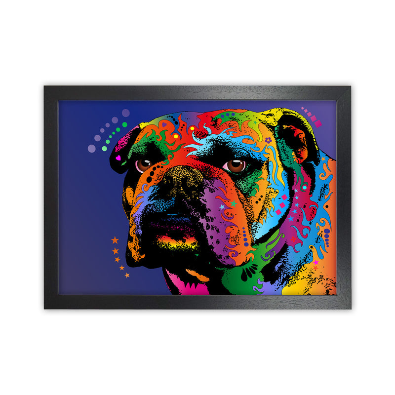 Bulldog Dog Blue Art Print by Michael Tompsett Black Grain