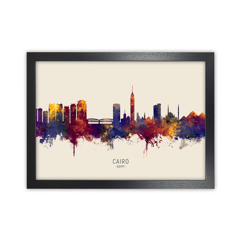 Cairo Egypt Skyline Autumn City Name Art Print by Michael Tompsett Black Grain