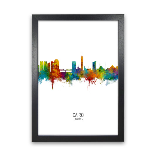 Cairo Egypt Skyline Portrait Art Print by Michael Tompsett Black Grain
