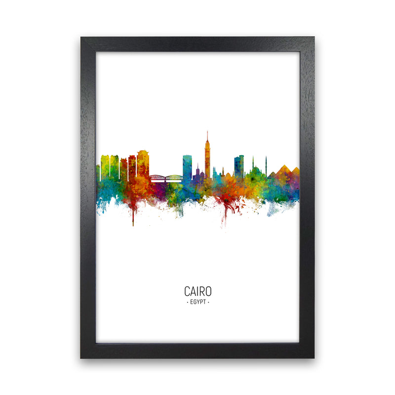 Cairo Egypt Skyline Portrait Art Print by Michael Tompsett Black Grain