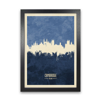 Cambridge England Skyline Portrait Navy Art Print by Michael Tompsett Black Grain