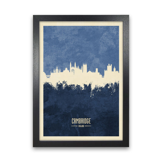 Cambridge England Skyline Portrait Navy Art Print by Michael Tompsett Black Grain