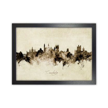 Cambridge England Skyline Vintage Art Print by Michael Tompsett Black Grain