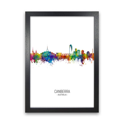Canberra Australia Skyline Portrait Art Print by Michael Tompsett Black Grain