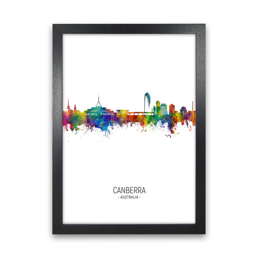 Canberra Australia Skyline Portrait Art Print by Michael Tompsett Black Grain