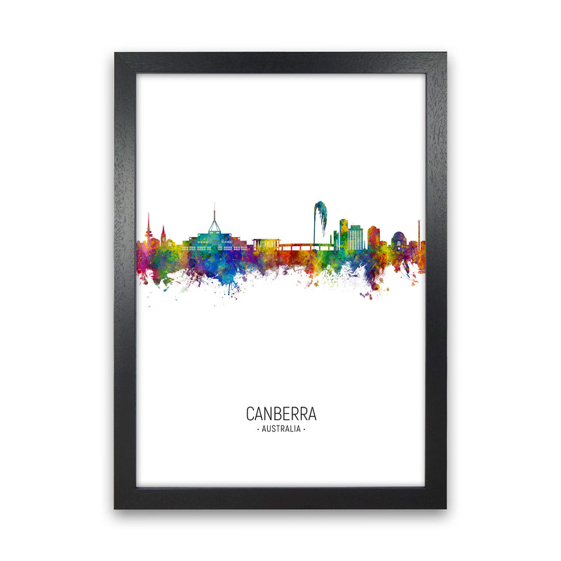 Canberra Australia Skyline Portrait Art Print by Michael Tompsett Black Grain