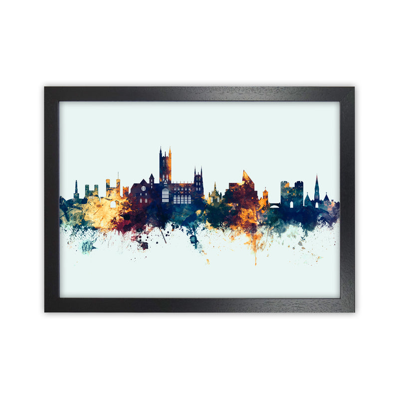 Canterbury England Skyline Blue Orange Art Print by Michael Tompsett Black Grain