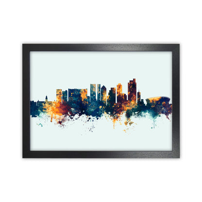 Cape Town South Africa Skyline Blue Orange Art Print by Michael Tompsett Black Grain