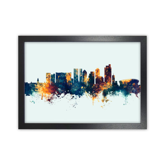 Cape Town South Africa Skyline Blue Orange Art Print by Michael Tompsett Black Grain