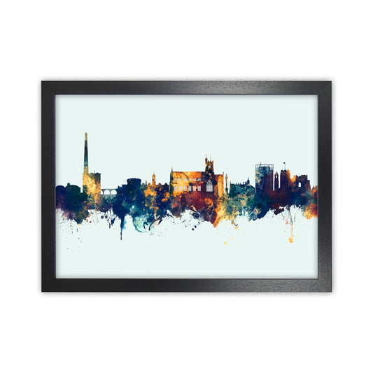 Carlisle England Skyline Blue Orange Art Print by Michael Tompsett Black Grain