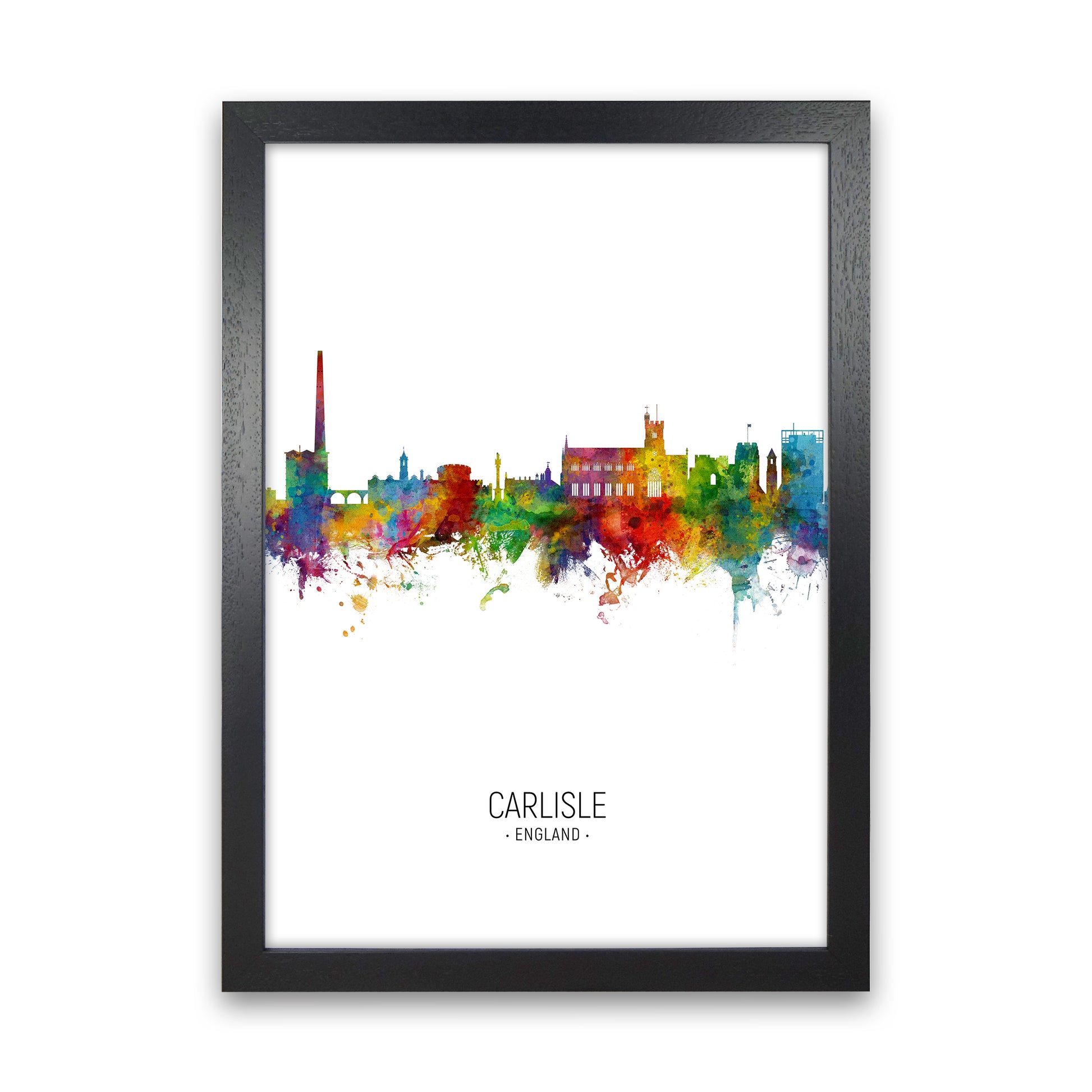 Carlisle England Skyline Portrait Art Print by Michael Tompsett Black Grain