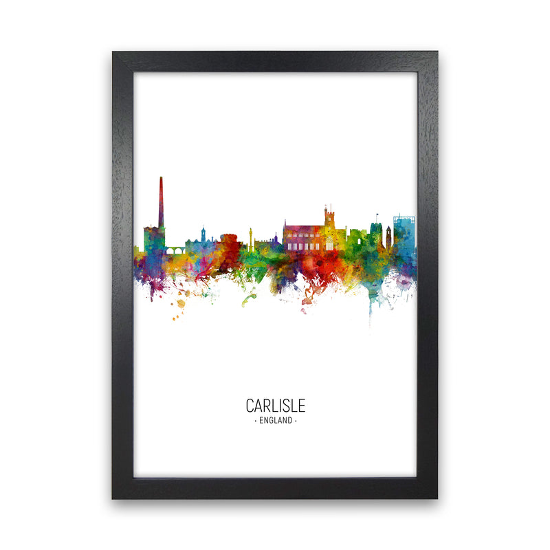 Carlisle England Skyline Portrait Art Print by Michael Tompsett Black Grain