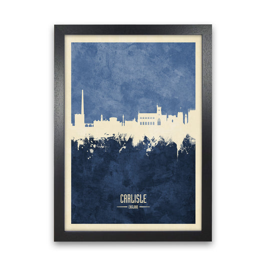 Carlisle England Skyline Portrait Navy Art Print by Michael Tompsett Black Grain