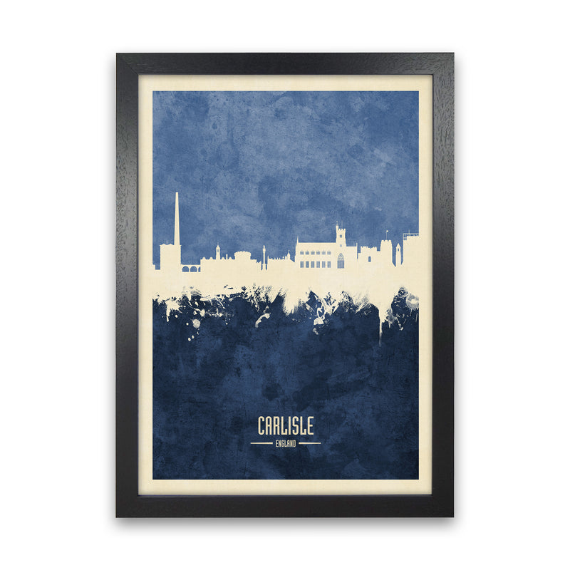Carlisle England Skyline Portrait Navy Art Print by Michael Tompsett Black Grain