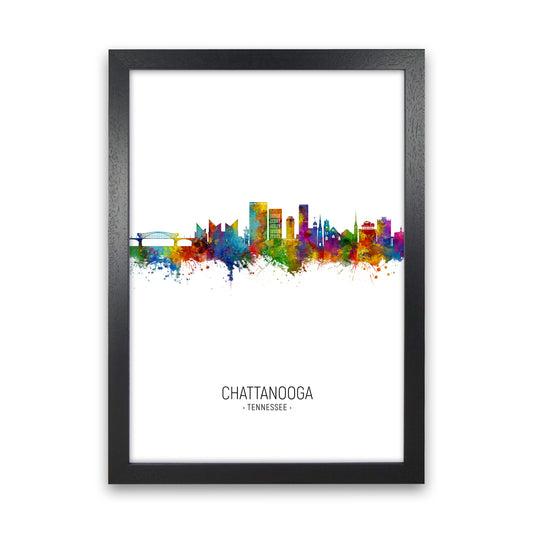 Chattanooga Tennessee Skyline Portrait Art Print by Michael Tompsett Black Grain
