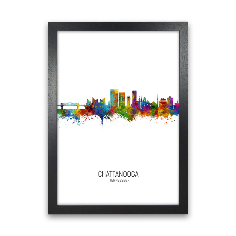 Chattanooga Tennessee Skyline Portrait Art Print by Michael Tompsett Black Grain