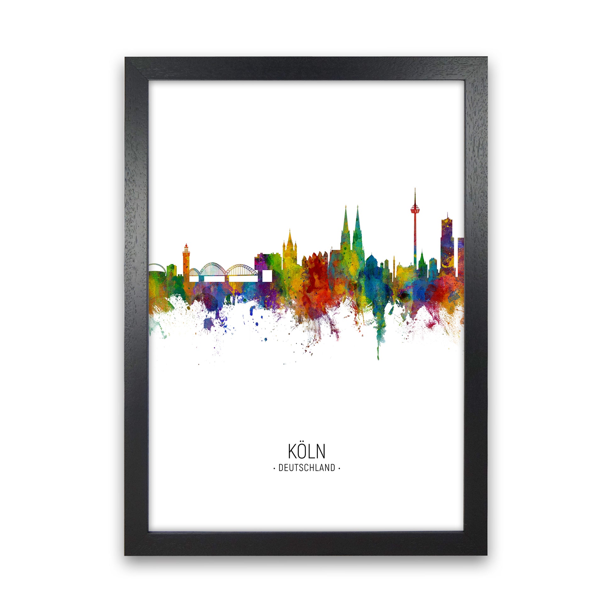 Cologne Germany Skyline Portrait Art Print by Michael Tompsett Black Grain