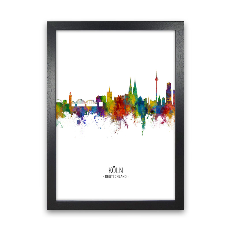 Cologne Germany Skyline Portrait Art Print by Michael Tompsett Black Grain
