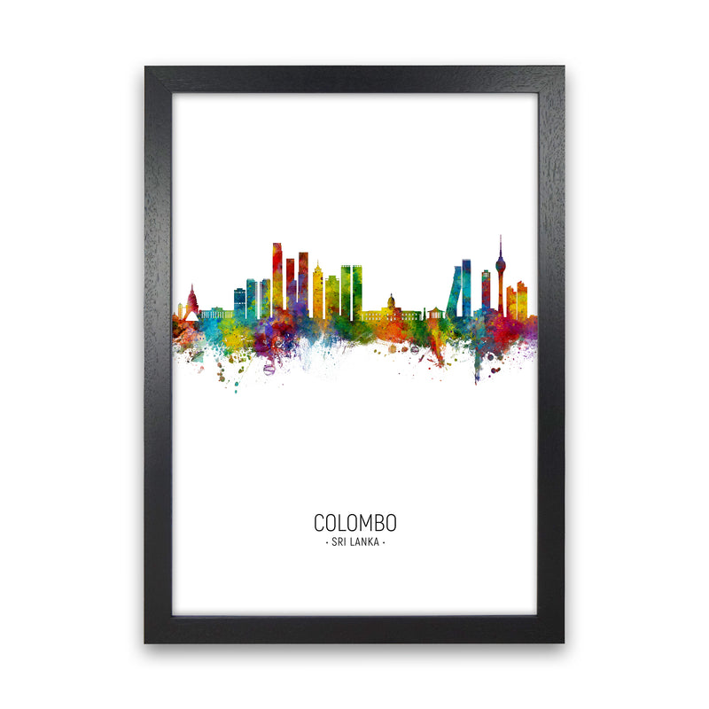 Colombo Sri Lanka Skyline Portrait Art Print by Michael Tompsett Black Grain