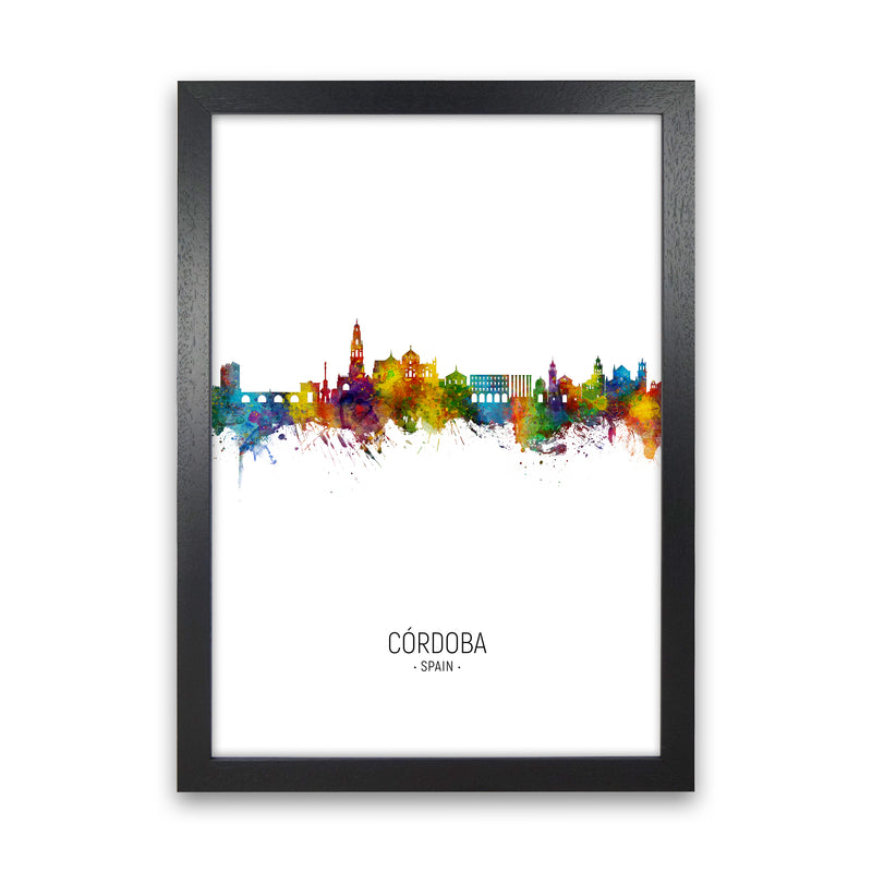 Cordoba Spain Skyline Portrait Art Print by Michael Tompsett Black Grain