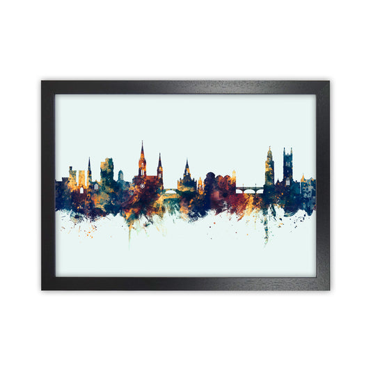 Cork Ireland Skyline Blue Orange Art Print by Michael Tompsett Black Grain