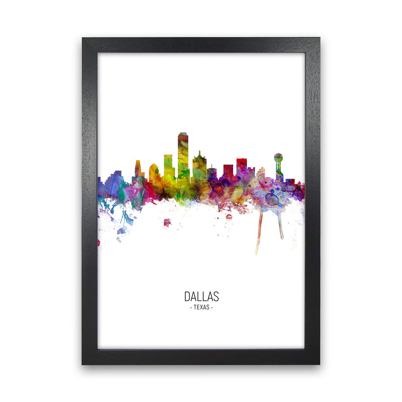 Dallas Texas Skyline Portrait Art Print by Michael Tompsett Black Grain