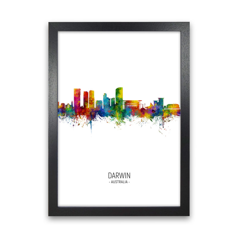 Darwin Australia Skyline Portrait Art Print by Michael Tompsett Black Grain