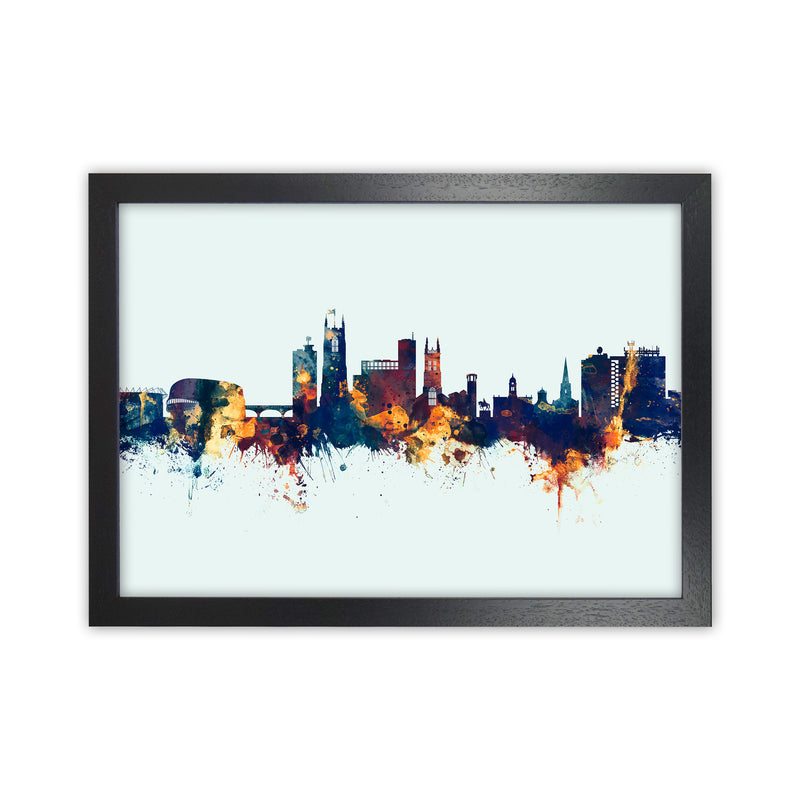 Derby England Skyline Blue Orange Art Print by Michael Tompsett Black Grain