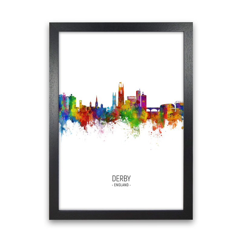 Derby England Skyline Portrait Art Print by Michael Tompsett Black Grain