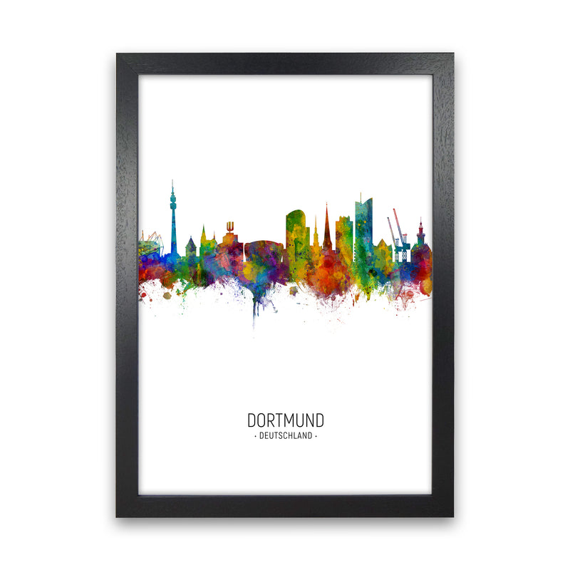 Dortmund Germany Skyline Portrait Art Print by Michael Tompsett Black Grain