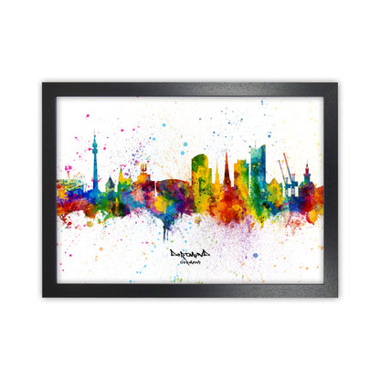 Dortmund Germany Skyline Splash Art Print by Michael Tompsett Black Grain