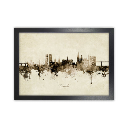 Dundee Scotland Skyline Vintage Art Print by Michael Tompsett Black Grain