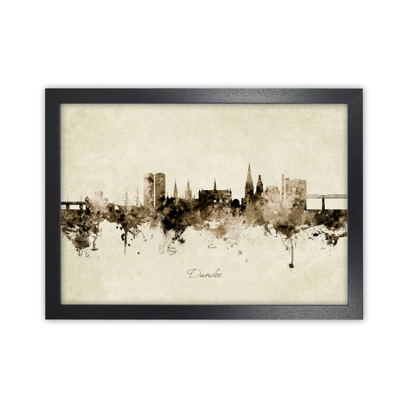 Dundee Scotland Skyline Vintage Art Print by Michael Tompsett Black Grain