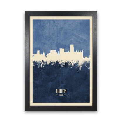 Durham England Skyline Portrait Navy Art Print by Michael Tompsett Black Grain