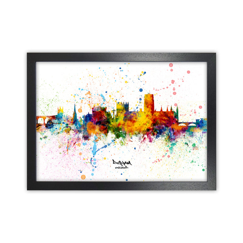 Durham England Skyline Splash Art Print by Michael Tompsett Black Grain