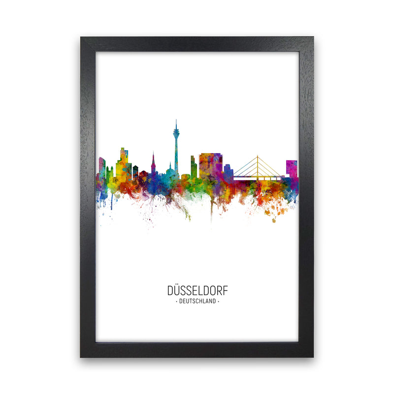 Dusseldorf Germany Skyline Portrait Art Print by Michael Tompsett Black Grain