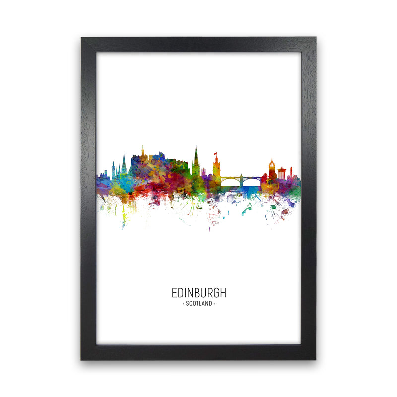 Edinburgh Scotland Skyline Portrait Art Print by Michael Tompsett Black Grain