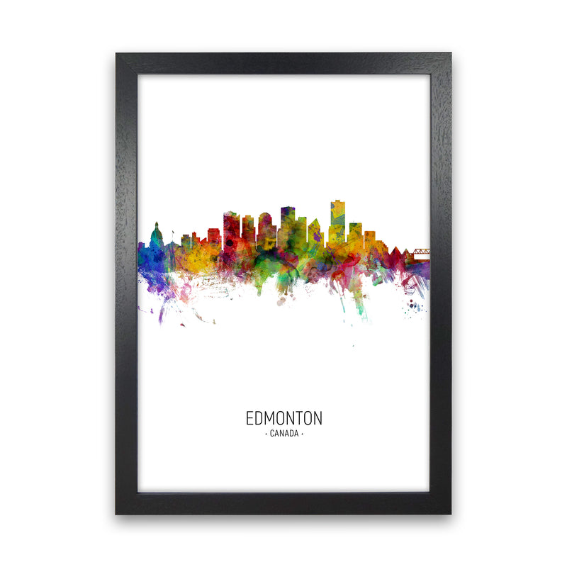 Edmonton Canada Skyline Portrait Art Print by Michael Tompsett Black Grain