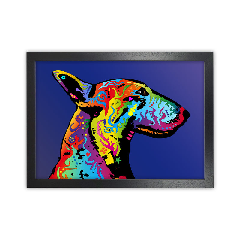 English Bull Terrier Dog Blue Art Print by Michael Tompsett Black Grain