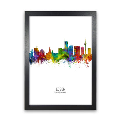 Essen Germany Skyline Portrait Art Print by Michael Tompsett Black Grain