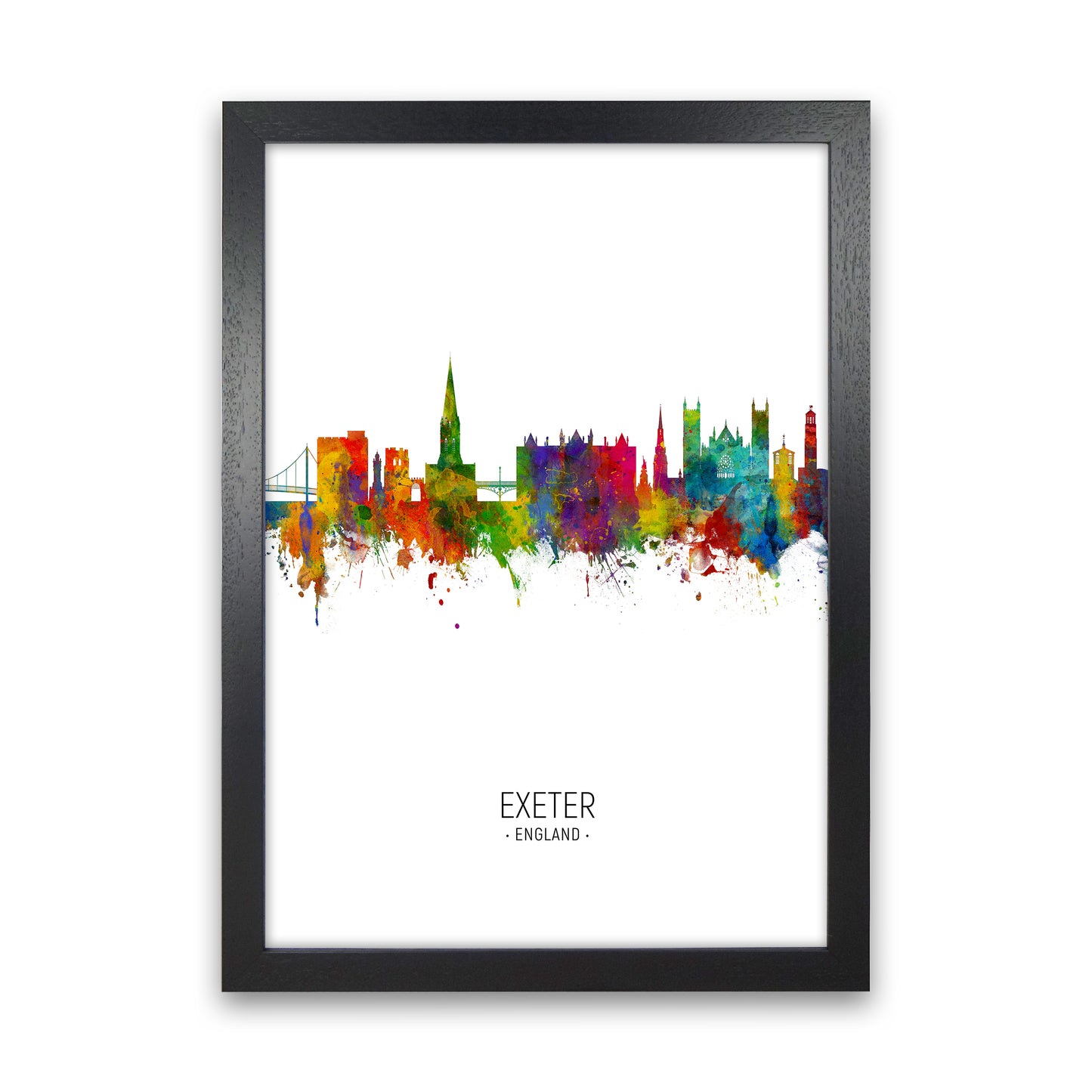 Exeter England Skyline Portrait Art Print by Michael Tompsett Black Grain