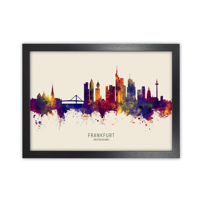 Frankfurt Deutschland Skyline Autumn City Name Art Print by Michael Tompsett Black Grain