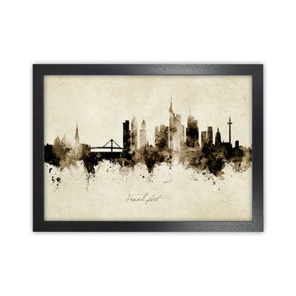 Frankfurt Germany Skyline Vintage Art Print by Michael Tompsett Black Grain
