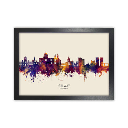 Galway Ireland Skyline Autumn City Name Art Print by Michael Tompsett Black Grain