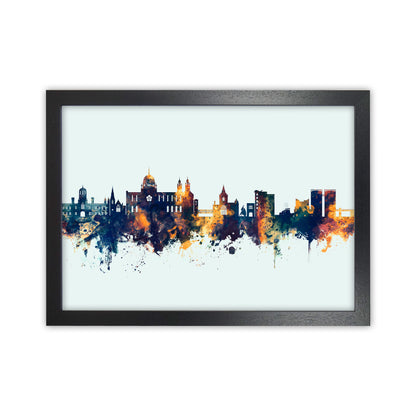 Galway Ireland Skyline Blue Orange Art Print by Michael Tompsett Black Grain
