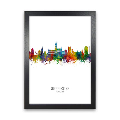 Gloucester England Skyline Portrait Art Print by Michael Tompsett Black Grain
