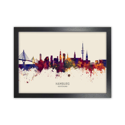 Hamburg Deutschland Skyline Autumn City Name Art Print by Michael Tompsett Black Grain