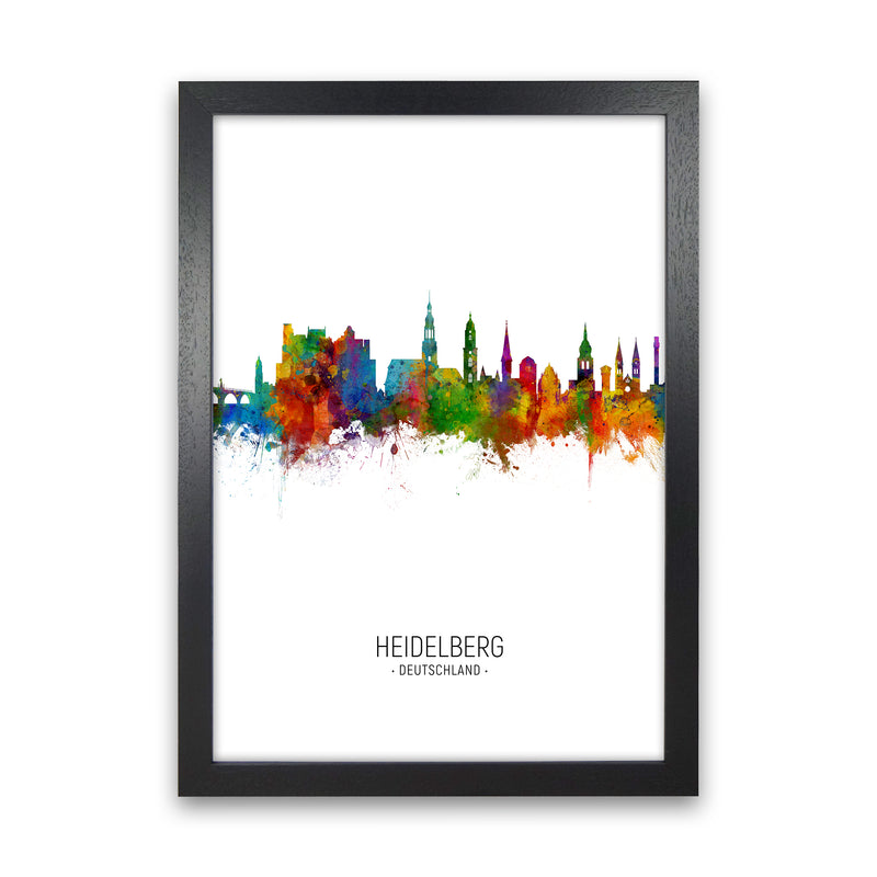 Heidelberg Germany Skyline Portrait Art Print by Michael Tompsett Black Grain