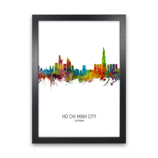 Ho Chi Minh City Vietnam Skyline Portrait Art Print by Michael Tompsett Black Grain