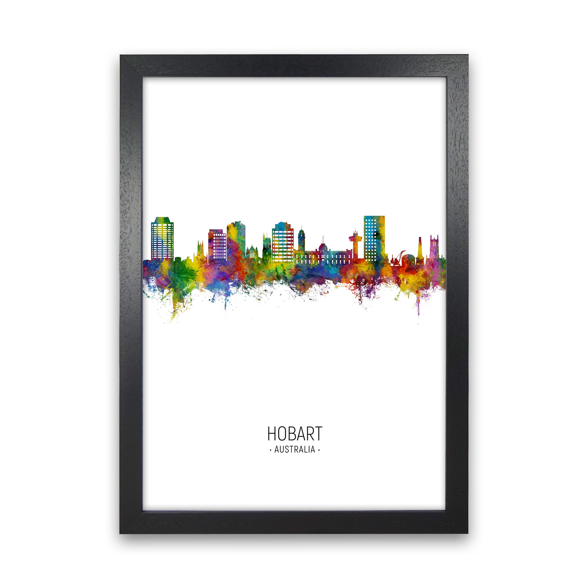 Hobart Australia Skyline Portrait Art Print by Michael Tompsett Black Grain